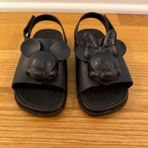 Mini Melissa Black Mickey and Minnie Kids Sandals
